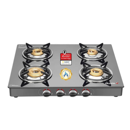 Sujata Standard Auto Ignition Gas Stove | 9 Years Warranty | ISI Certified | Toughened Glass Top