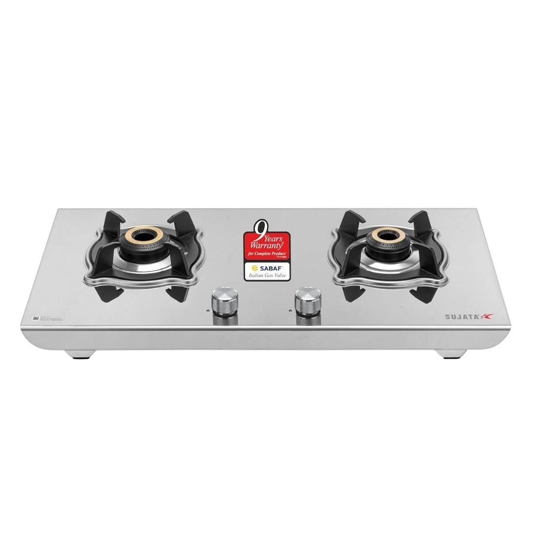 Sujata Robusto Gas Stove Manual Ignition | Stainless Steel Body | 9 Years Warranty | SABAF|