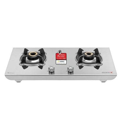 Sujata Robusto Gas Stove Manual Ignition | Stainless Steel Body | 9 Years Warranty | SABAF|