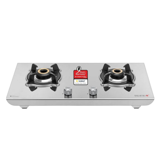 Sujata Robusto Gas Stove Manual Ignition | Stainless Steel Body | 9 Years Warranty | SABAF|