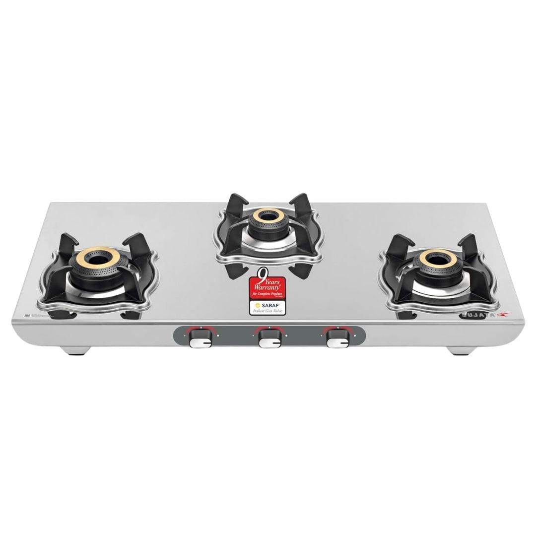 Sujata Majestic Gas Stove | Manual Ignition | 9 Years Warranty | Stainless Steel | ISI Certified |