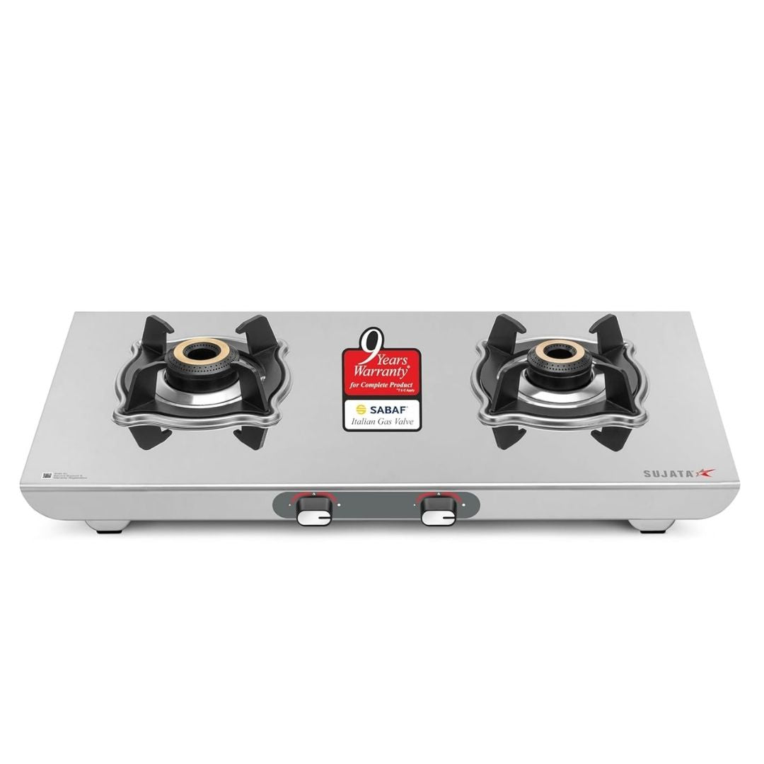 Sujata Majestic Gas Stove | Manual Ignition | 9 Years Warranty | Stainless Steel | ISI Certified |