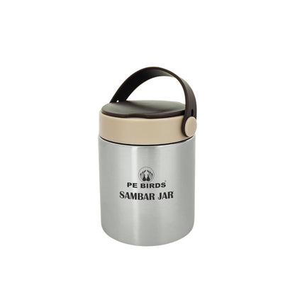 PE Birds Stainless Steel Espresso Sambar Jar | 500ml | Silver | Reusable |