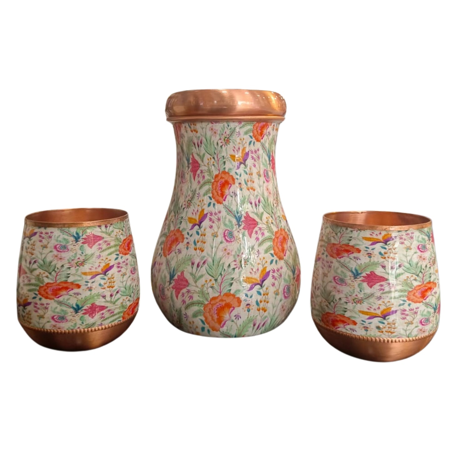 Buy Attro Copper Kalash Pot with Lid with 2 Matching Glasses | Daily Use |