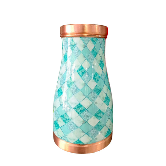 Buy Pipal Copper Pot | 500 ml | Green Crystal | Unique Look |