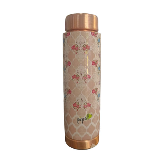 Pipal Thin Copper Water Bottle | 350ml | Tile Mosaic | Light Weight |
