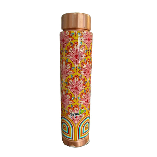 Pipal Thin Copper Water Bottle | 700ml | Jharoka Yellow | Lightweight |