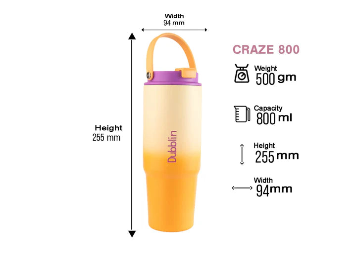 Buy Dubblin Craze Thermal Vacuum Insulated Sipper Bottle | 800ml |