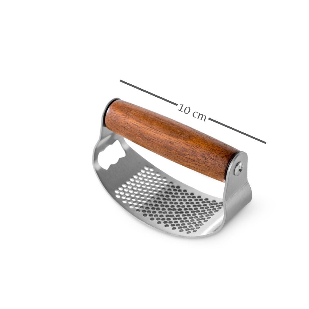 Stainless Steel Garlic Press | Wooden Handle | Mincer and Crusher |