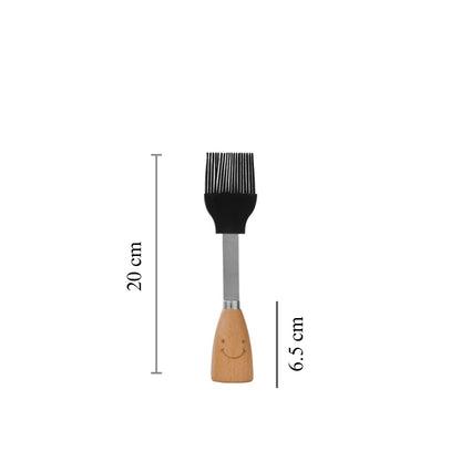 Silicone brush with wooden handle, heat-resistant basting brush, ergonomic kitchen tool, versatile cooking brush, easy-to-clean brush, stylish kitchen accessory, cooking essentials, pastry brush, marinade applicator.