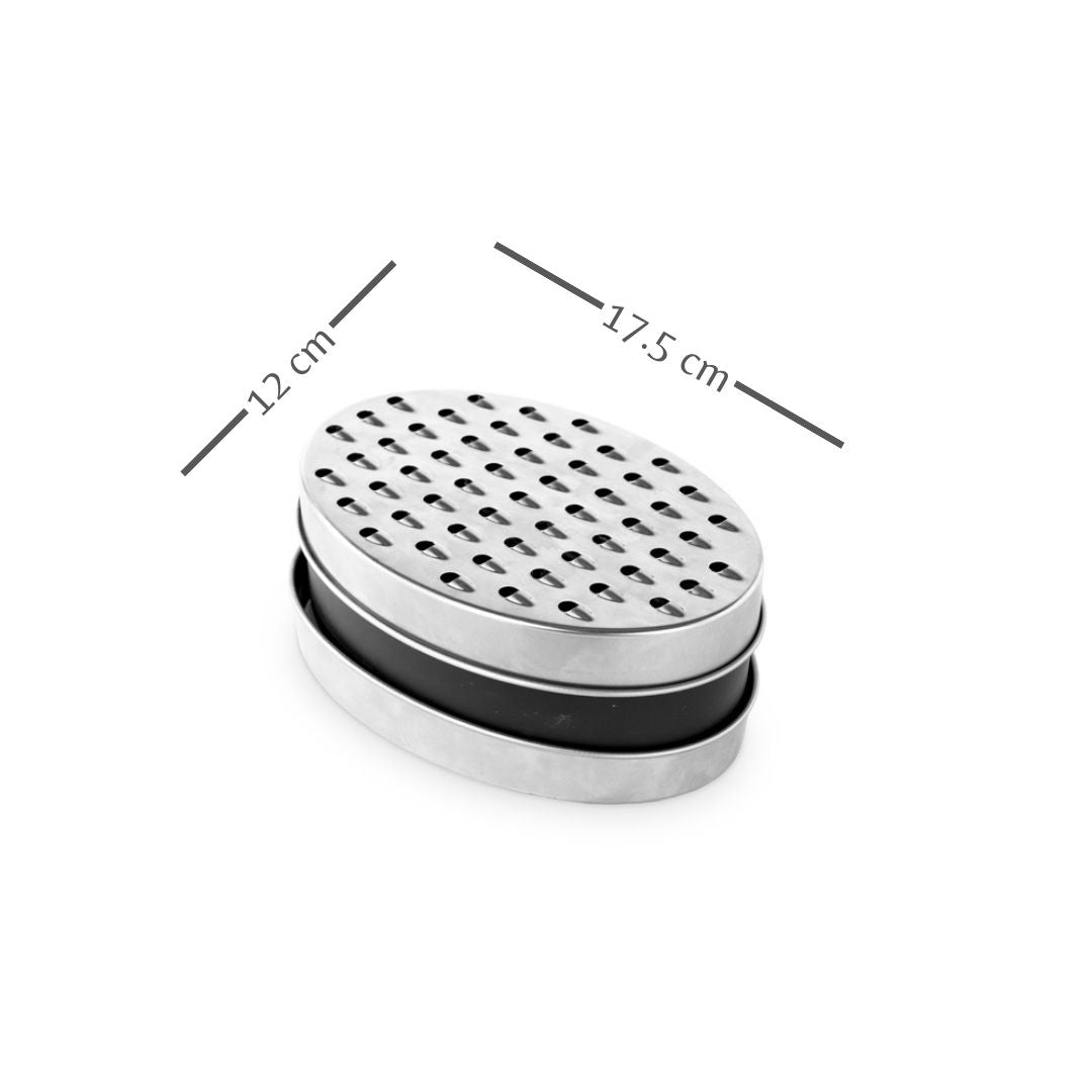 2 in 1 Stainless Steel Grater Oval Storage Box with Lid 