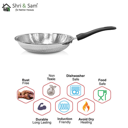 Shri & Sam Stainless Steel Heavy Weight Hammered Fry Pan