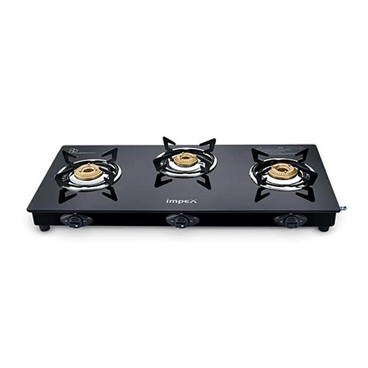 Impex Glass Top 3 Burner Gas Stove