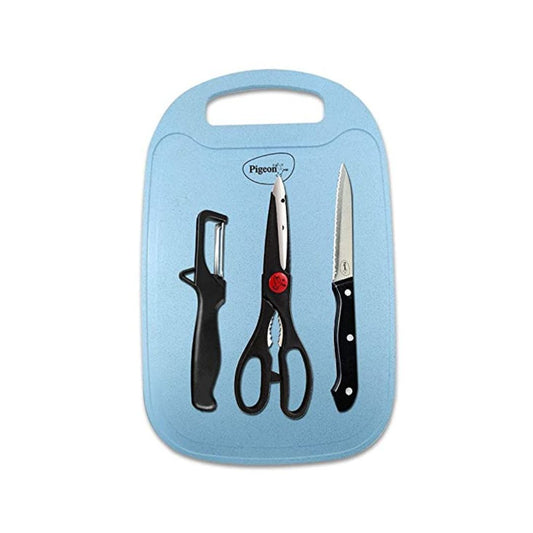 Pigeon Shears 4 Piece Kitchen Knife Set Chopping Board