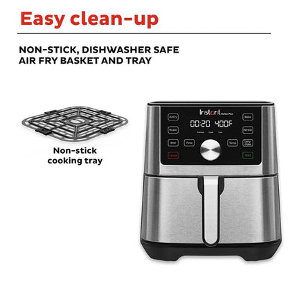 Instant Vortex SS Air Fryer  | 6 Litre | Touch Control Panel |  360° EvenCrisp Technology | Silver |