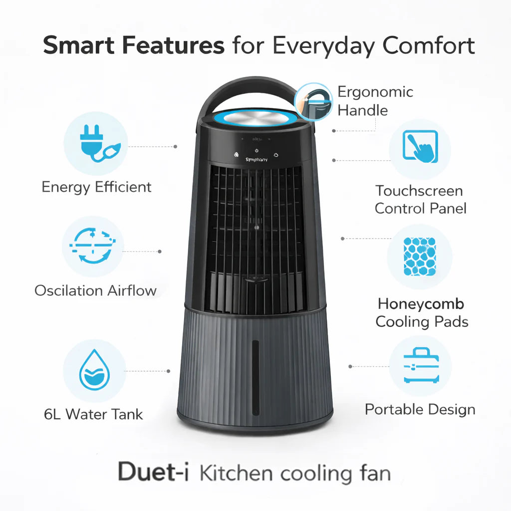 Symphony Duet- i | Personal Tower Cooling Fan | Grey |