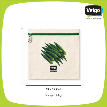 Veigo Cotton Storage Bags for Vegetables & Fruits | Set of 6 |  Eco-friendly | Reusable |