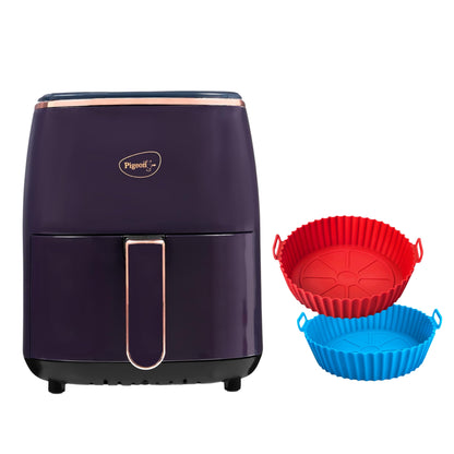 Pigeon Healthifry + Digital Airfryer with 2 Silicone Baskets | 4.2 L | 360° High Speed Air Circulation Technology | Purple |