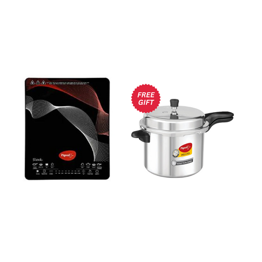 Pigeon Rapido Sleek 2100 watts Induction CookTop + 3L Calida Deluxe Outer Lid pressure Cooker IB Worth Rs. 1545 FREE