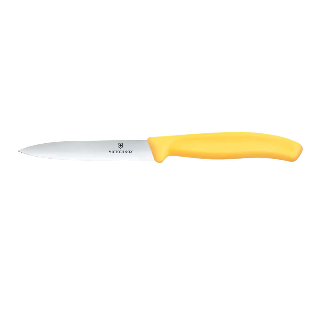Victorinox Paring Knife | 10 cm | Straight Edge & Pointed Tip | Yellow Swiss Made Kitchen Knife |