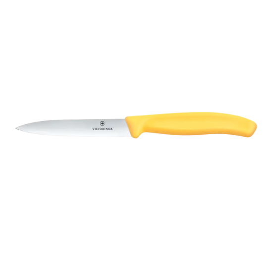 Victorinox Paring Knife | 10 cm | Straight Edge & Pointed Tip | Yellow Swiss Made Kitchen Knife |