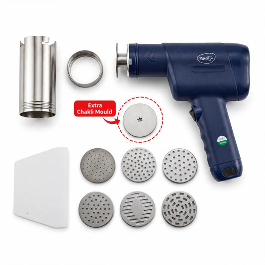Pigeon Electric Rechargeable Idiyappam & Noodle Maker | 7 Moulds | Wireless | Rechargeable | Homemade Noodles, Idiyappam, Pasta & Murukku Maker |