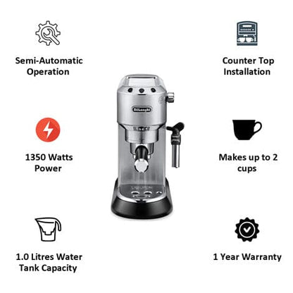 Delongi Dedica Metal Coffee Machince | Automatic Coffee Maker | Stainless Steel Body