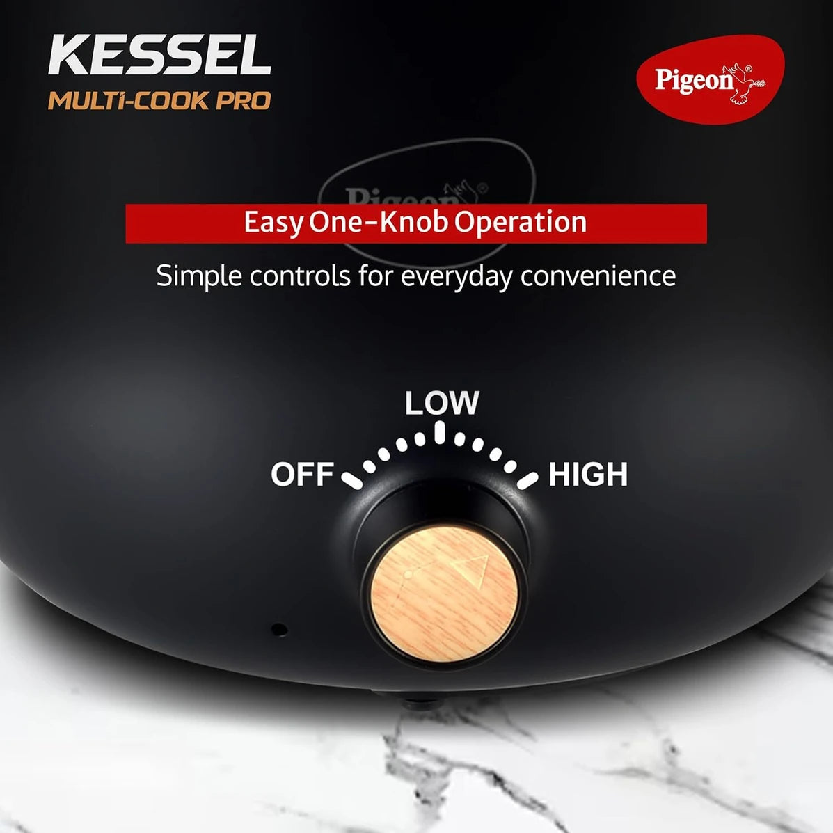 Pigeon Kessel Multi Purpose Kettle With Steamer |  1.2 L | Black | Adjustable Power Modes | Electric Kettle |