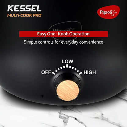 Pigeon Kessel Multi Purpose Kettle With Steamer |  1.2 L | Black | Adjustable Power Modes | Electric Kettle |