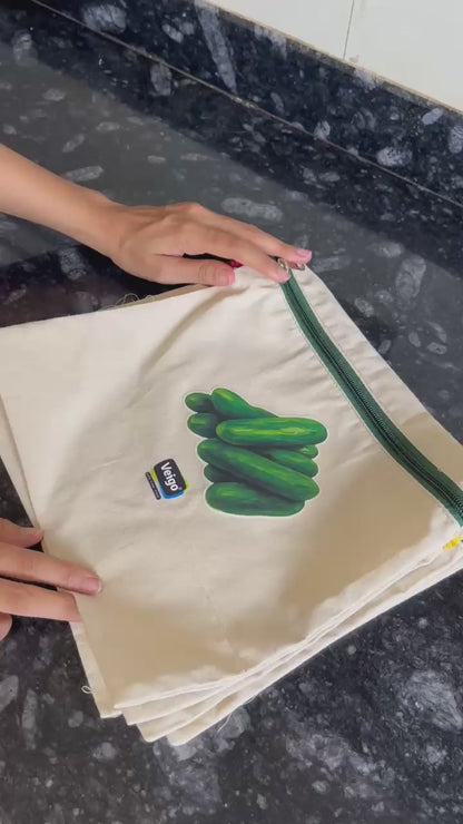 Veigo Cotton Storage Bags for Vegetables & Fruits | Set of 6 |  Eco-friendly | Reusable |