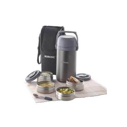 Borosil Hot-N-Fresh Stainless Steel Lunch Box, Containers