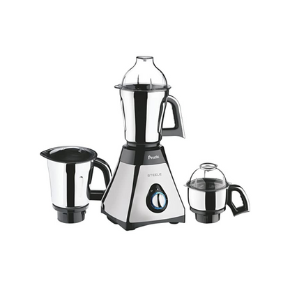 Preethi Steel MG 206 110 Volts Mixer Grinder, 550 watt, 3 Jars (Silver/Black)