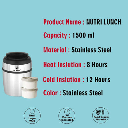 PE BIRDS Jumbo Sambar Jar | 1500 ml | 2 Food Grade Microvan Containers |