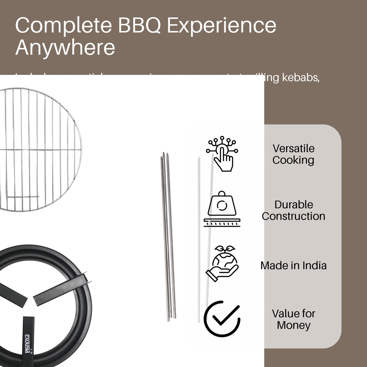 EXOUSIA EG 31 Foldable Charcoal Grill | Made in India |