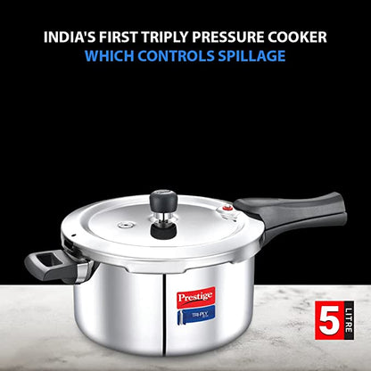 Prestige Svachh Triply 5 Litre, Silver Outer Lid Pressure Cooker (Aluminium)