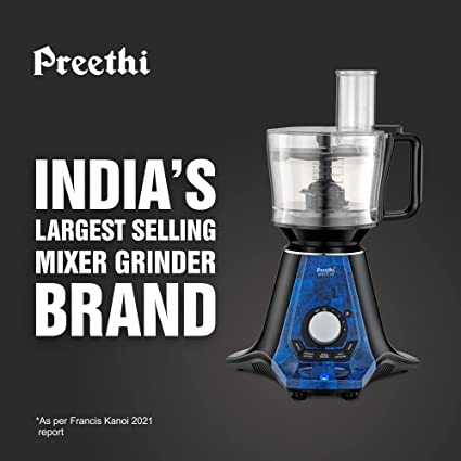 Preethi Zodiac 2.0 MG-255 Mixer Grinder, 1000 watt, Black/Blue, 4 Jars