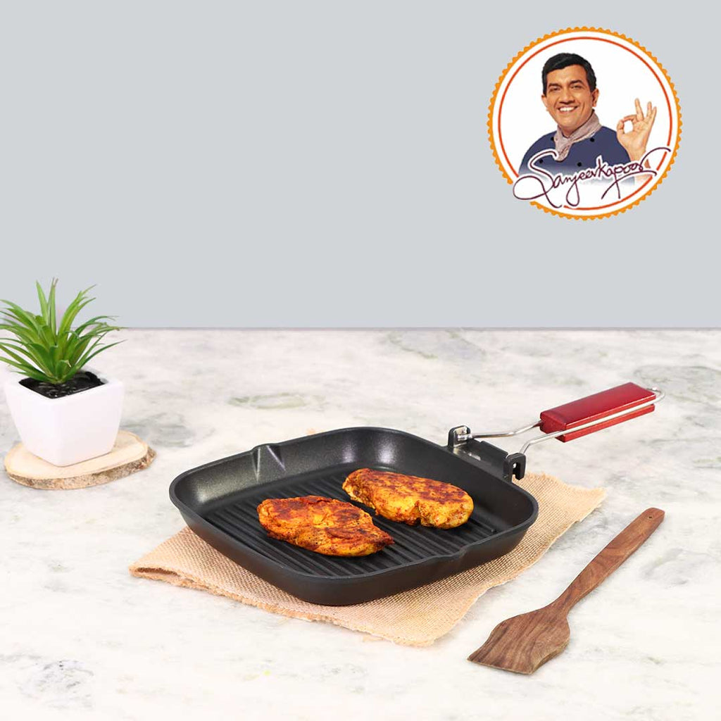 Wonderchef Caesar Nonstick Grill Pan 24 cm Folding Handle