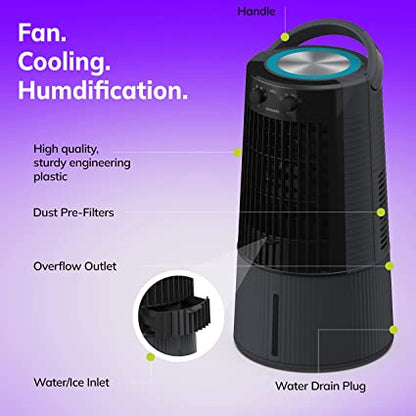 Symphony Duet Tower Cooling Fan (6L, Grey)