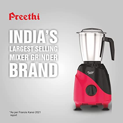 Preethi Peppy MG-245 mixer grinder, 750 watt, Black & Red