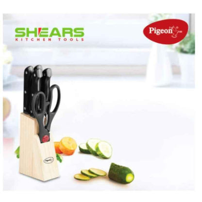 Pigeon 6 Pcs Stainless Steel  Knives Set with Wooden Block