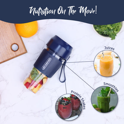 Wonderchef Nutri-cup portable blender With USB Charging, 300ML - Blue