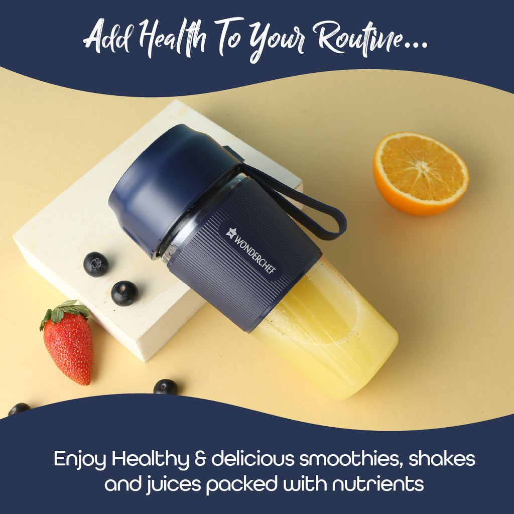 Wonderchef Nutri-cup portable blender With USB Charging, 300ML - Blue