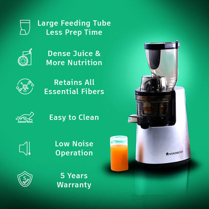 Wonderchef V6 Cold Press Slow Juicer, 200W