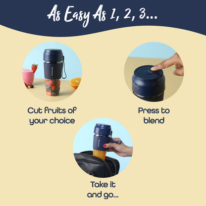 Wonderchef Nutri-cup portable blender With USB Charging, 300ML - Blue